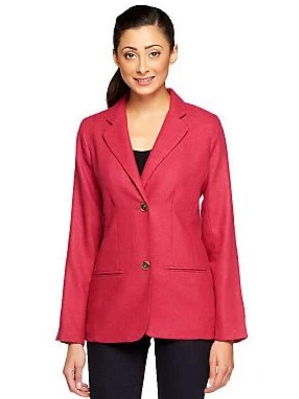 Isaac Mizrahi Herringbone Notch Collar Blazer-Pink Raspberry Plus size 24 NWT
